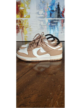 Nike Dunk Low Shoes Women's Size 8 Brown White Colorblock Leather Sneakers